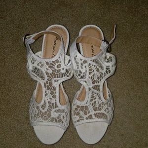 White lace wedges